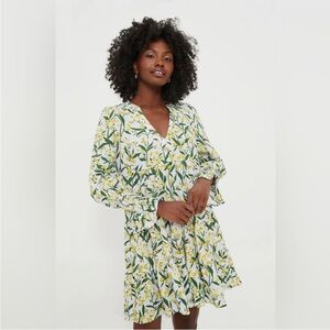 Pomander Place Palmetto Garden Kenzo dress, pale blue with Yellow Blossoms